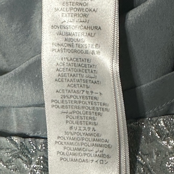 Aidan Mattox Jacquard Off-the-Shoulder Evening Midi Dress Size 8 Gray Silver - Picture 6 of 6